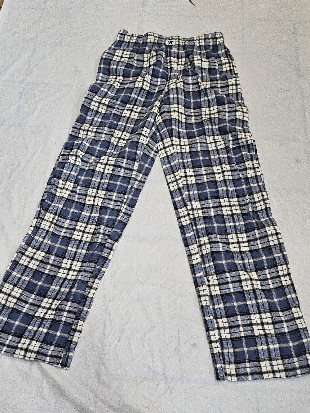 Derek Heart Men's Plaid Pajama Pants XS Blue Faux Button Fly Star